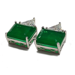  Green Triangle Stud Earrings