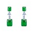 Green Square Triangle Stud Earrings