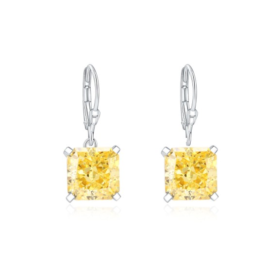 Small square dangle zirconia earrings