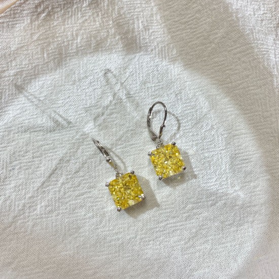 Small square dangle zirconia earrings