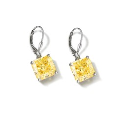 Small square dangle zirconia earrings