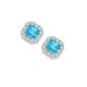 Blue square ice flower cut high carbon diamond earrings