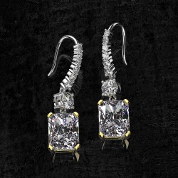 rectangular pendant high ice diamond earrings