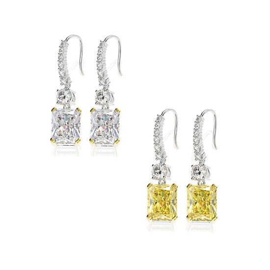 rectangular pendant high ice diamond earrings