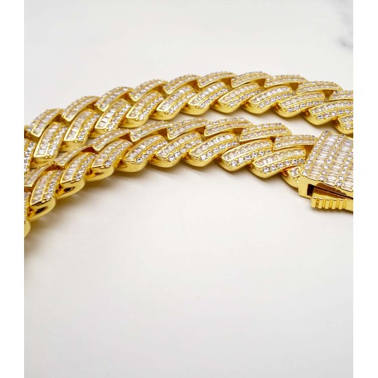 luxury gold-plated full studded cz diamond hiphop cuban chain necklace