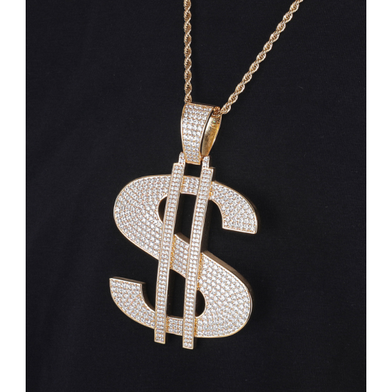 gold plated hiphop money iced out rapper pendant