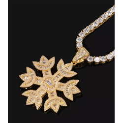 Snowflake gold plated full studded cz diamond pendant