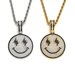 new arrilvas smile face iced out pendant