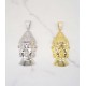 studded cz diamond gold plated Buddha head pendant