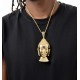 studded cz diamond gold plated Buddha head pendant