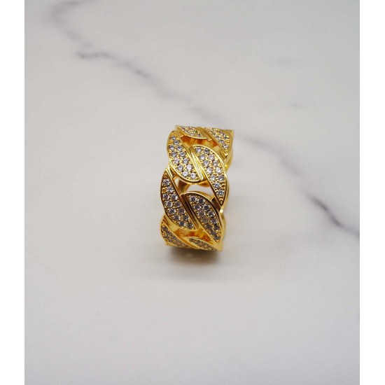 gold plated studded cz diamond ring