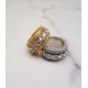 luxury gold plated full studded L-cz diamond rotating ring