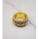 luxury gold plated full studded L-cz diamond rotating ring