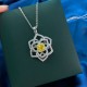 Ice cut yellow flower shape geometric high carbon diamond Pendant