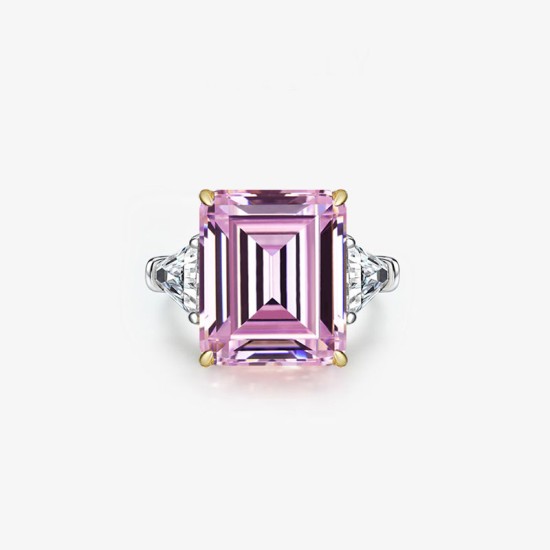 Square Pink Zirconium Ring