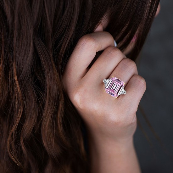 Square Pink Zirconium Ring