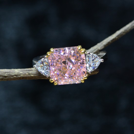 Square Pink Zirconium Ring